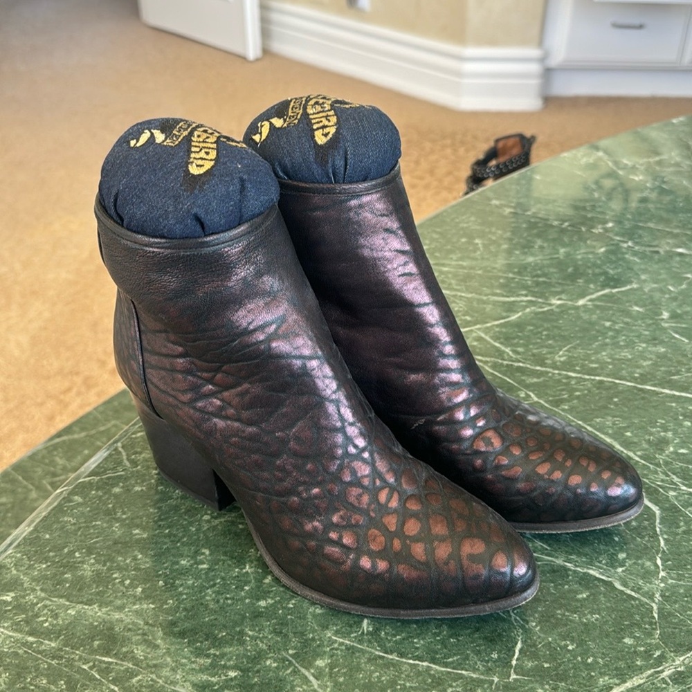 Freebird Purple Maroon Iridescent Ankle Boots